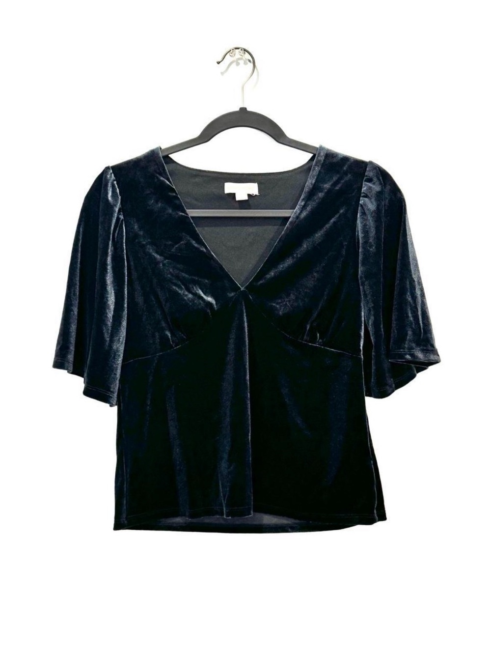 Vampy Whimsigoth Witchy Velvet Top size XS Black Flutter Sleeve V-Neck